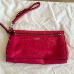Coach wristlet, hot pink leather